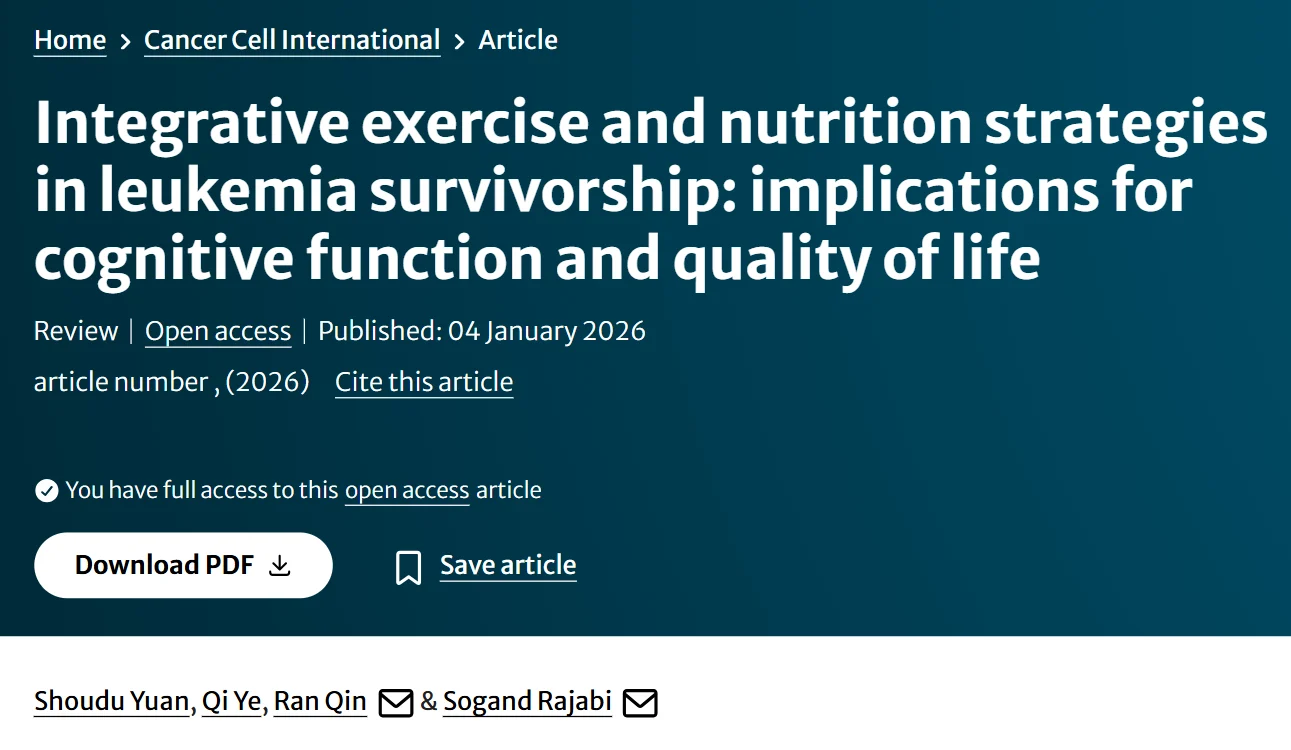Stephanie Otto: Review Article on Integrative Exercise and Nutrition Strategies in Leukemia Survivorship