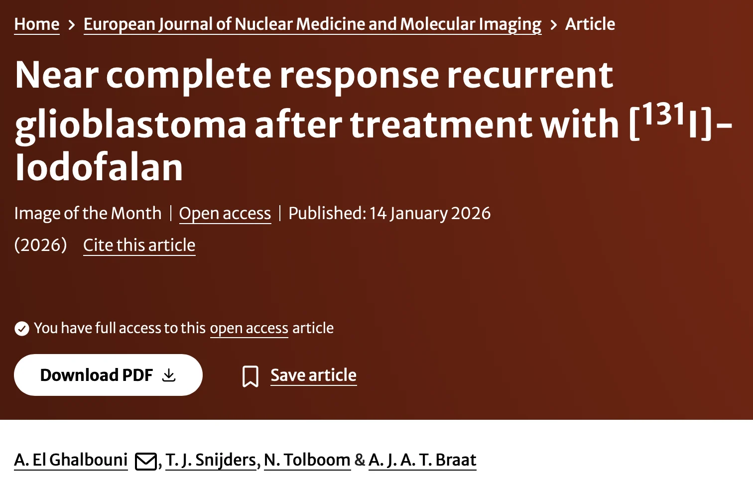 Anass El Ghalbouni: Promising Effects of Iodofalan (131I) in Recurrent Glioblastoma Treatment