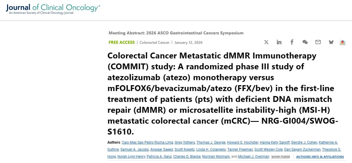 COMMIT Trial in dMMR/MSI-H Metastatic Colorectal Cancer - The Babak Lab