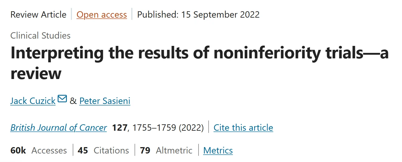 Arndt Vogel: Great Review on Interpreting the Results of Noninferiority Trials