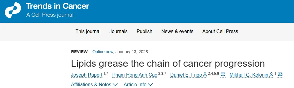 Daniel E. Frigo: Lipid Metabolism as a Critical Regulator of Cancer Progression and a Promising Therapeutic Frontier 2 Daniel E. Frigo: Lipid Metabolism as a Critical Regulator of Cancer Progression and a Promising Therapeutic Frontier