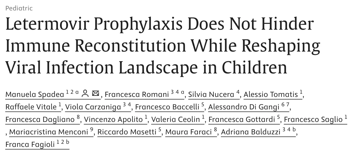 Manuela Spadea: Letermovir Prophylaxis in Children After Allo-HCT