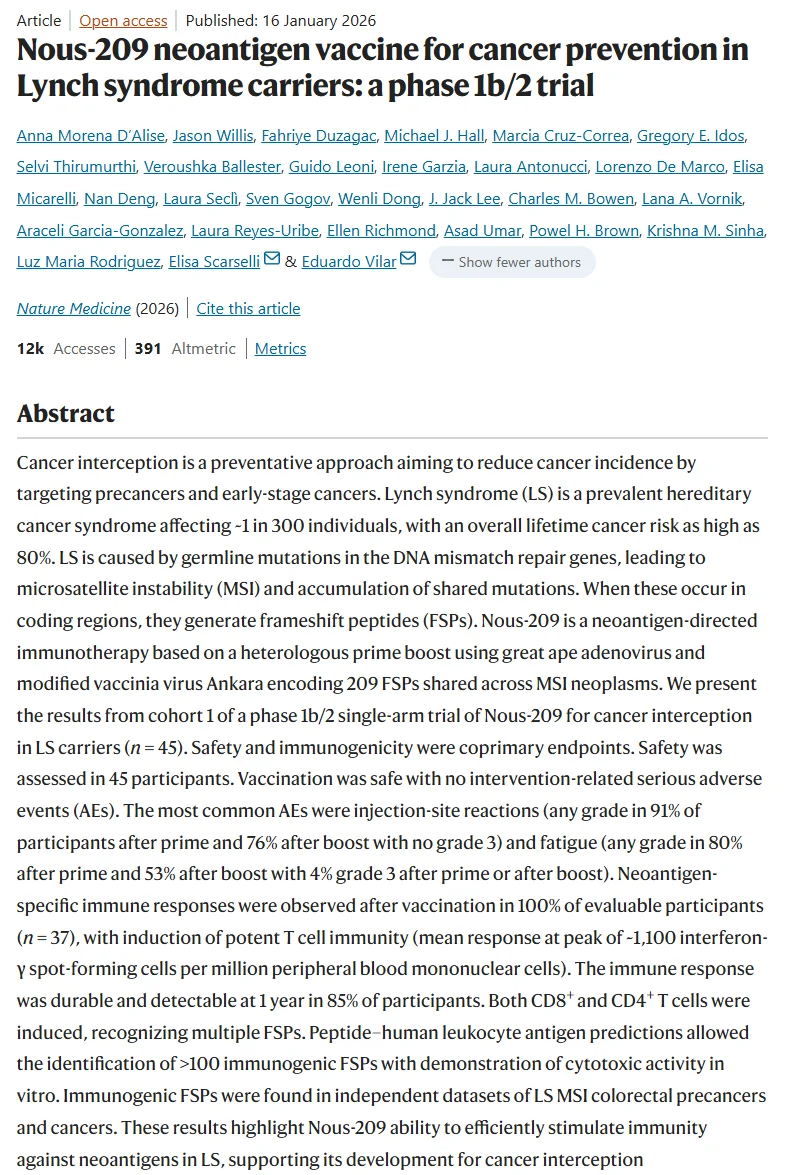Saheli Sadanand: Early-Phase Trial for a New Vaccine for Lynch Syndrome