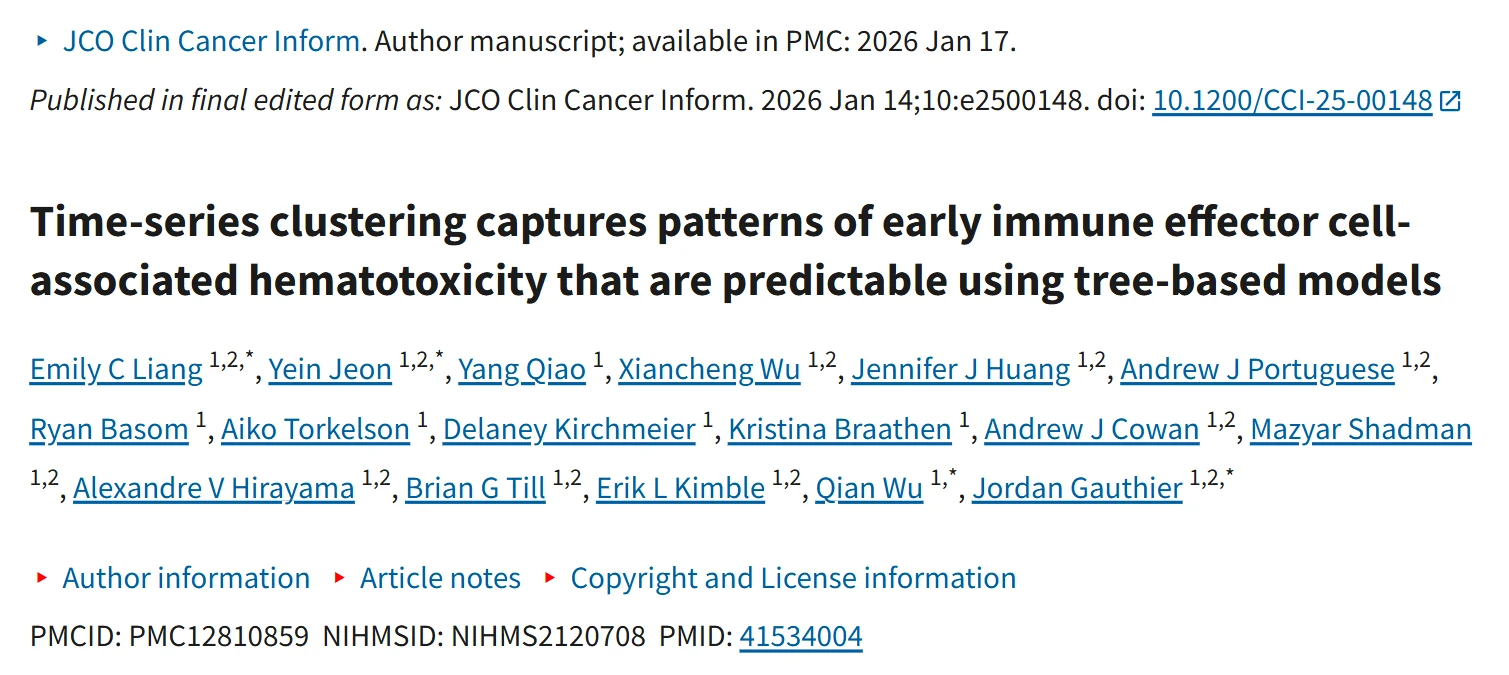 Jordan Gauthier: Modeling Hematologic Toxicity After CAR-T Using Time-Series Clustering