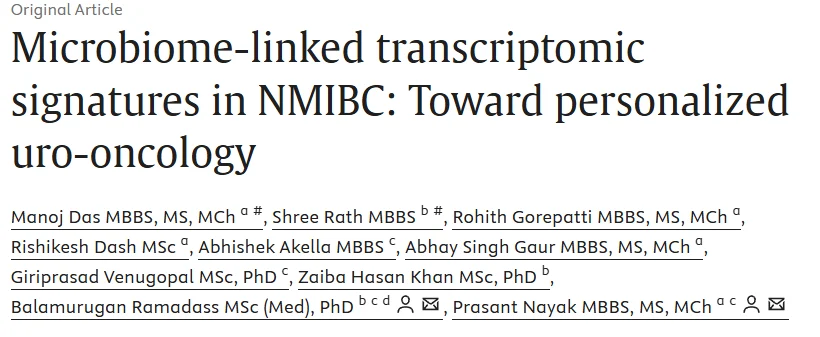 Shree Rath: Microbiome-linked Transcriptomic Signatures in NMIBC 2 Shree Rath