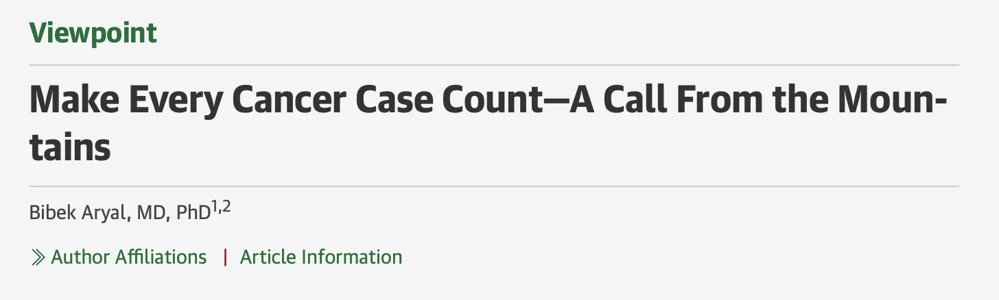 Bibek Aryal: How Can We Conquer Cancer if We Don't Know How Many People Have It?