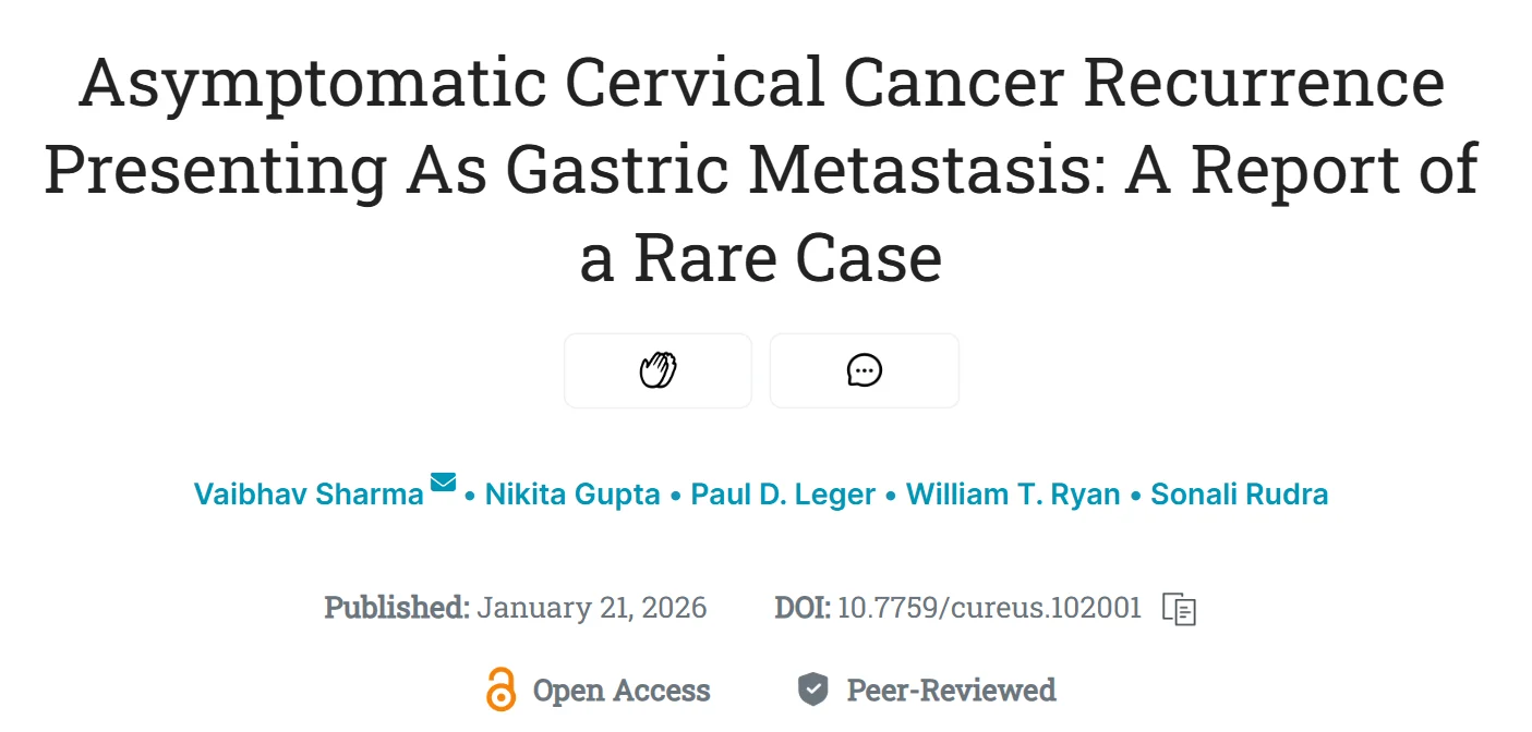 Vaibhav Sharma: Uncommon Pattern of Cervical Cancer Recurrence Presenting as Gastric Metastasis 2 Vaibhav Sharma: Uncommon Pattern of Cervical Cancer Recurrence Presenting as Gastric Metastasis