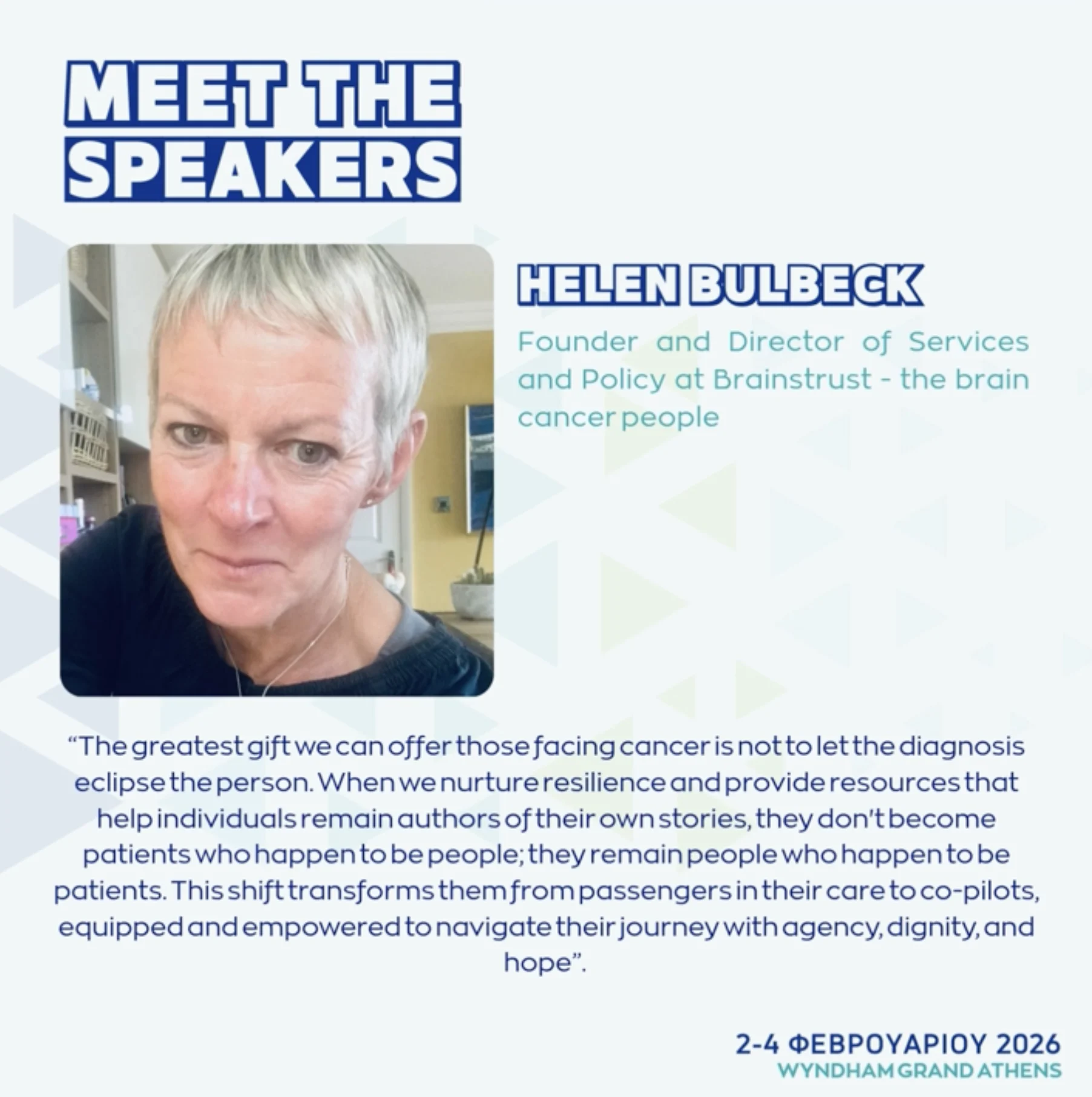 Helen Bulbeck will be Joining the 10th Annual Conference of the Hellenic Cancer Federation