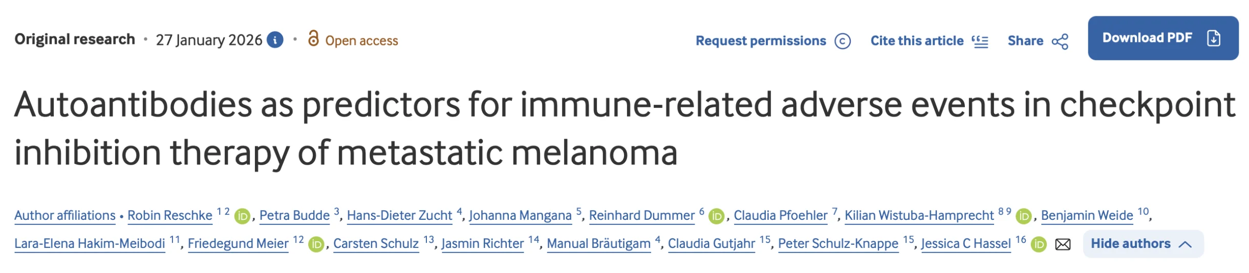 Robin Reschke: Can We Predict Immunotherapy Toxicity Before Treatment Starts?