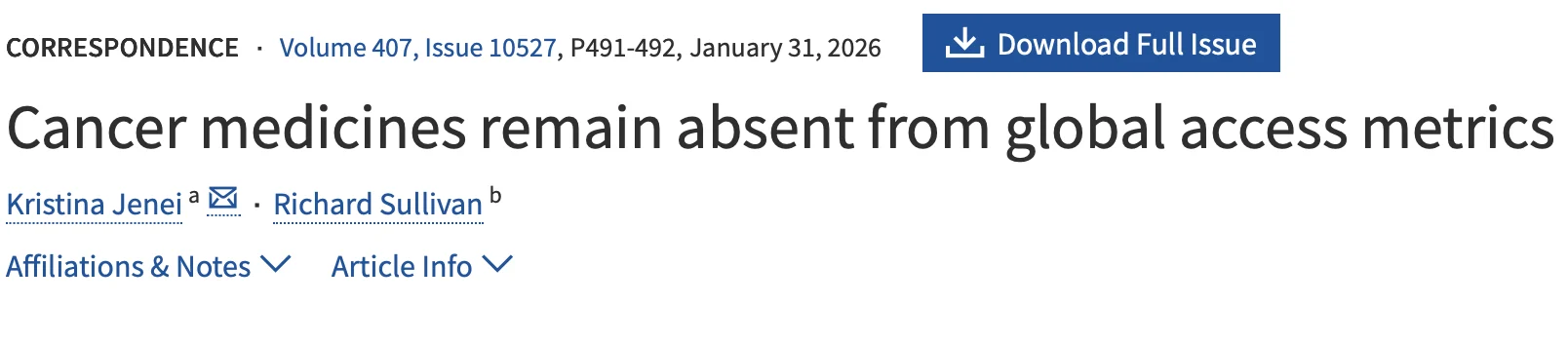 Kristina Jenei: Cancer Medicines Remain Absent from Global Access Metrics