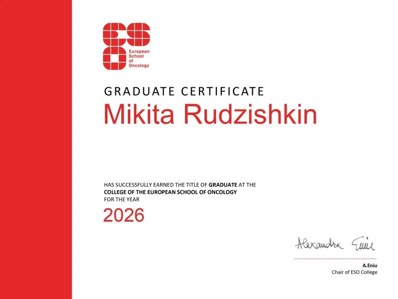 Mikita Rudzishkin: Grateful to ESO for Supporting Oncologists on Their Lifelong Educational Journey