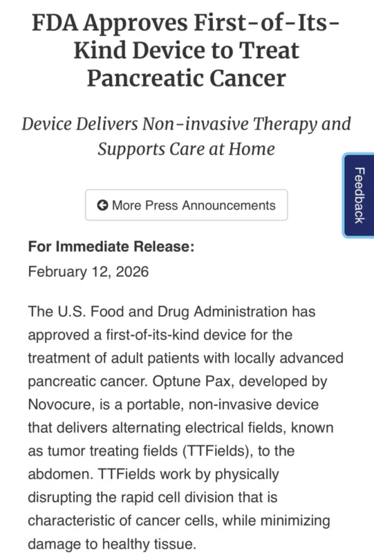 Allyson J. Ocean: Electrifying News for Patients with Pancreatic Cancer 2 Allyson J. Ocean: Electrifying News for Patients with Pancreatic Cancer