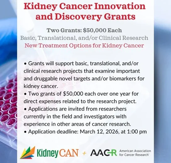 $50,000 Grants Open for Kidney Cancer Innovation and Discovery Research - KidneyCAN
