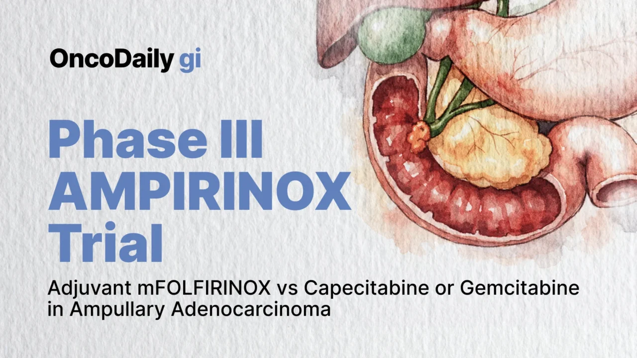 Phase III AMPIRINOX (PRODIGE 98) Trial: Adjuvant mFOLFIRINOX Versus Capecitabine or Gemcitabine in Resected Ampullary Adenocarcinoma