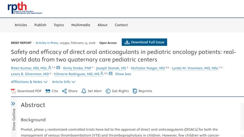 Riten Kumar: Anticoagulation in Pediatric Oncology Under the Spotlight