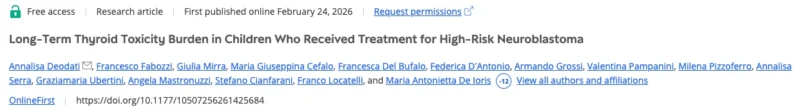 Angela Mastronuzzi: Long-Term Thyroid Toxicity Burden in Children Who Received Treatment for HRNB