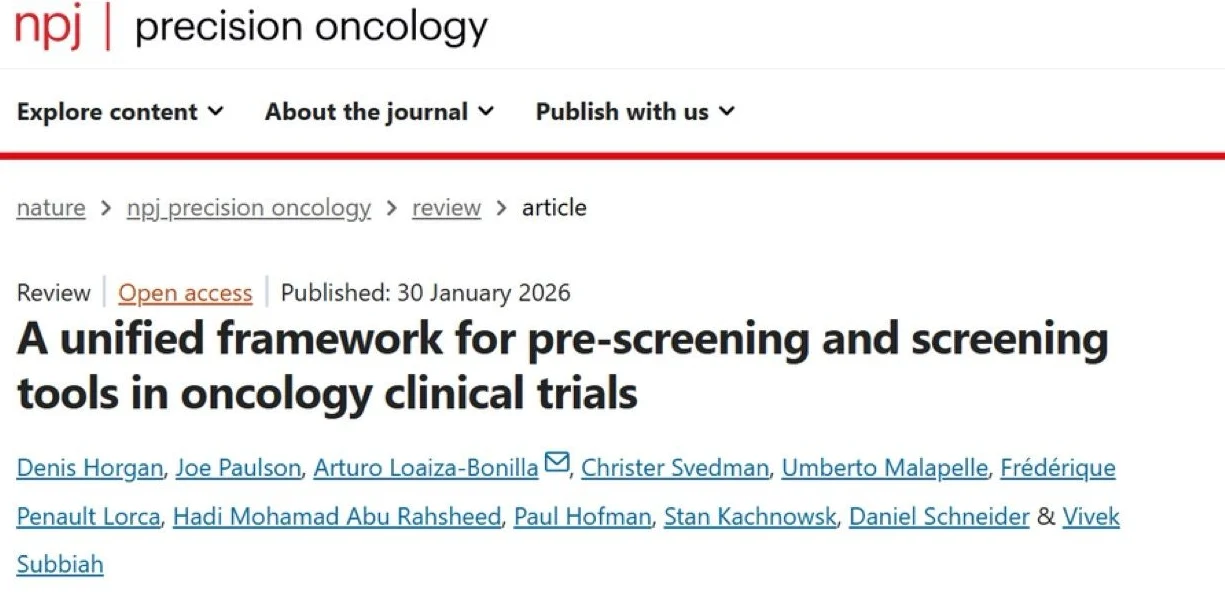 Vivek Subbiah: A Unified Framework For Pre-screening and Screening Tools in Oncology Clinical Trials 2 Vivek Subbiah