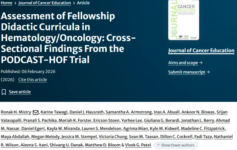 Megan Melody: New Article Evaluates the Structure of Hematology/Oncology Fellowship Curricula Across the USA