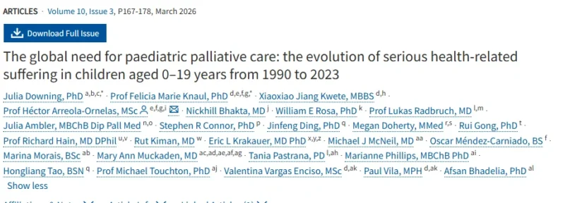 The Lancet Group: 10.6 Million Children Living With Serious Health-Related Suffering, Urgent Need for Paediatric Palliative Care