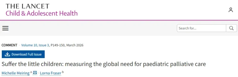 The Lancet Group: 10.6 Million Children Living With Serious Health-Related Suffering, Urgent Need for Paediatric Palliative Care