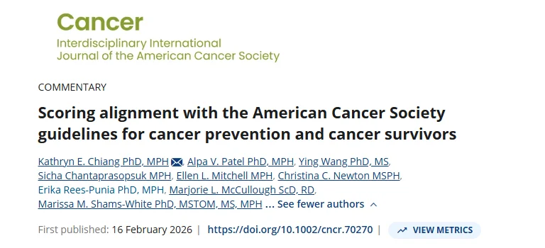 New Commentary on Standardized Guideline Scoring System for Cancer Prevention and Survivorship - ACS Journals