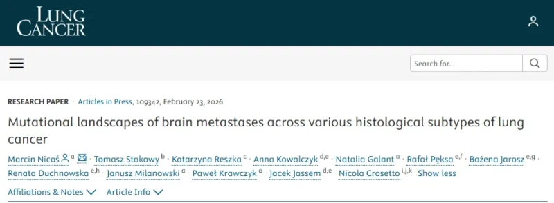 Marcin Nicoś: Brain Metastases Mutational Patterns Across Lung Cancer Subtypes