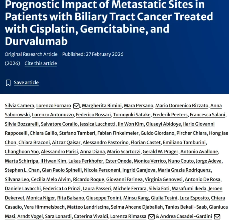 Andrea Casadei Gardini: Metastatic Sites in BTC Treated with Cisplatin, Gemcitabine, and Durvalumab
