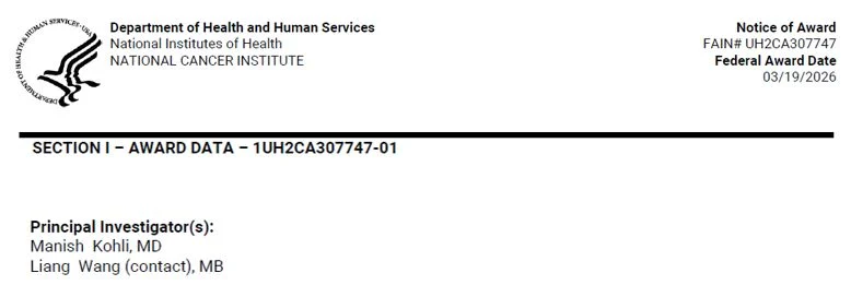 Manish Kohli: Grateful to Receive NIH Grant for Assay Development in mCRPC 2 Manish Kohli: Grateful to Receive NIH Grant for Assay Development in mCRPC