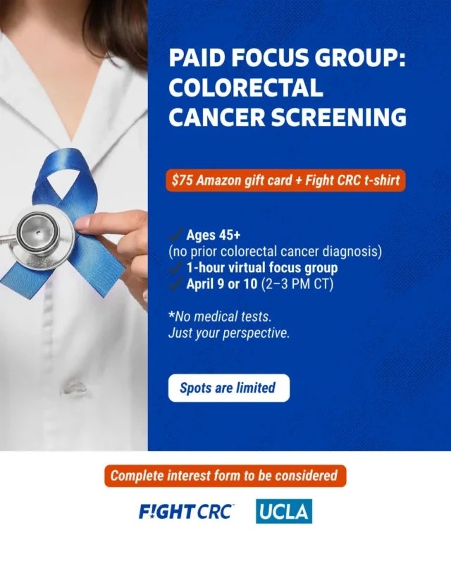 Fight Colorectal Cancer Launches Focus Group on Screening with UCLA
