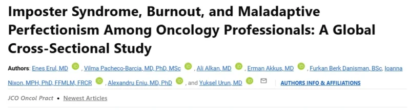 Vilma Pacheco Barcia: Imposter Syndrome and Burnout Among Oncology Professionals - A Global Study