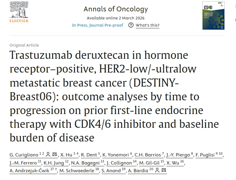 DESTINY-Breast06 Shows Clinical Benefit Across Patient Subgroups - Annals of Oncology