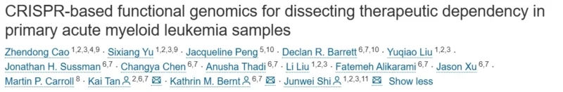 Hung Trinh Maps Therapeutic Dependencies in AML With CRISPR and Single-Cell Analysis 2 Hung Trinh