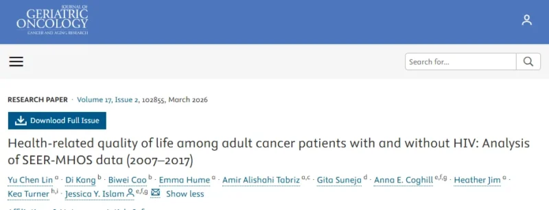 Quality-of-Life Outcomes in People With HIV After Cancer Diagnosis - SIOG