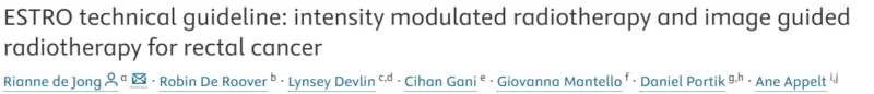 ESTRO Issues New Guidance on IMRT and IGRT for Rectal Cancer – Radiotherapy and Oncology 2 ESTRO