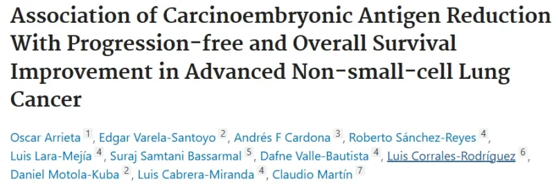 Miguel Gonzalez Velez: Association Between CEA Reduction and Survival Outcomes in Advanced NSCLC 3 Miguel Gonzalez Velez: Association Between CEA Reduction and Survival Outcomes in Advanced NSCLC