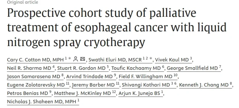 Toufic Kachaamy: Liquid Nitrogen Spray Cryotherapy for Palliative Treatment of Esophageal Cancer 2 Toufic Kachaamy: Liquid Nitrogen Spray Cryotherapy for Palliative Treatment of Esophageal Cancer