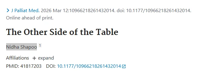 Nidha Iqbal Shapoo: My Narrative Essay “The Other Side of the Table” Is Now Published