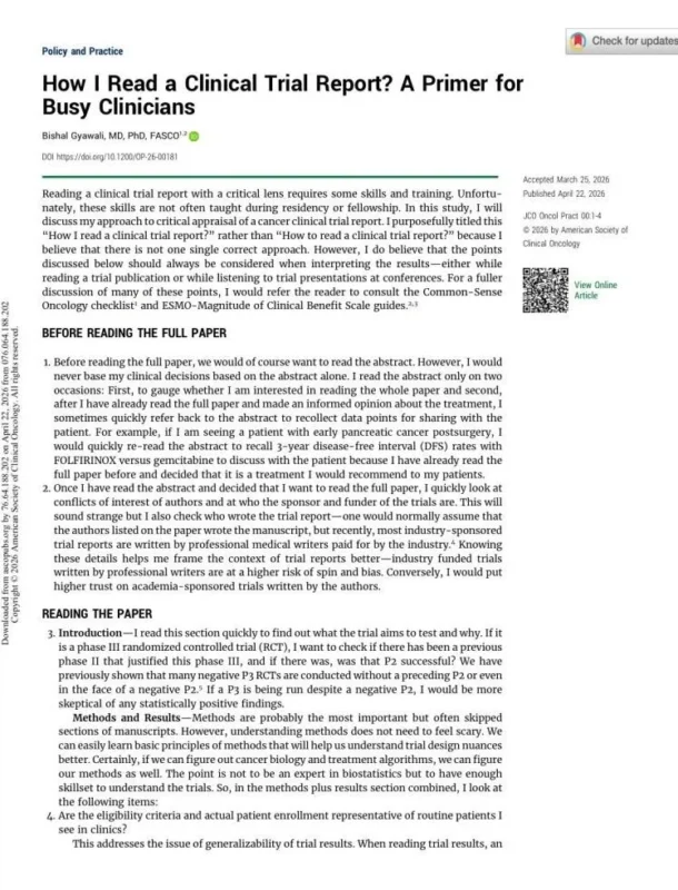 Bishal Gyawali: We Should Teach Trainees How To Read Clinical Trials