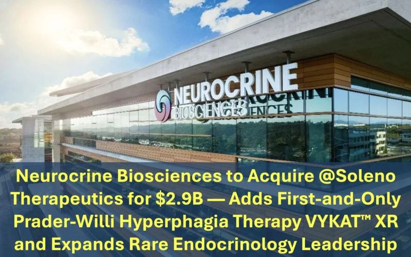 Neurocrine Biosciences Acquires Soleno Therapeutics for $2.9B to Expand Rare Disease Portfolio