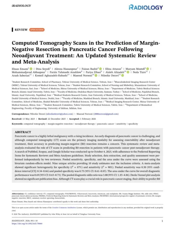 Faizan Bashir: How Well CT Scans Predict R0 Resection in Pancreatic Cancer After Neoadjuvant Therapy 2 Faizan Bashir