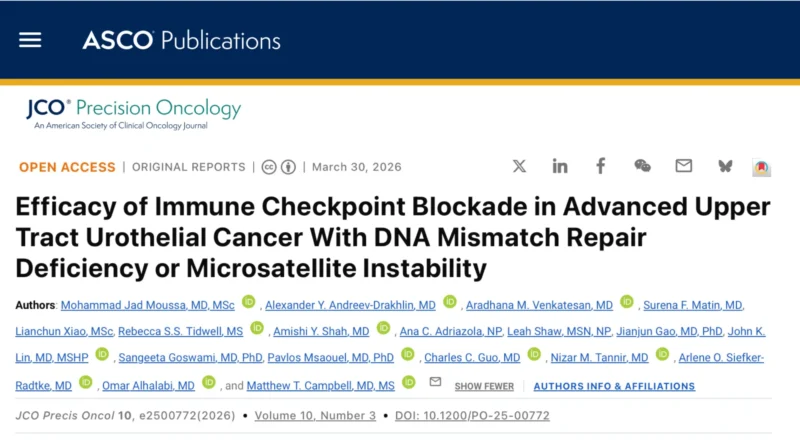 Mohammad Jad Moussa: Immune Checkpoint Inhibitors in dMMR/MSI-H Advanced Upper Tract Urothelial Carcinoma