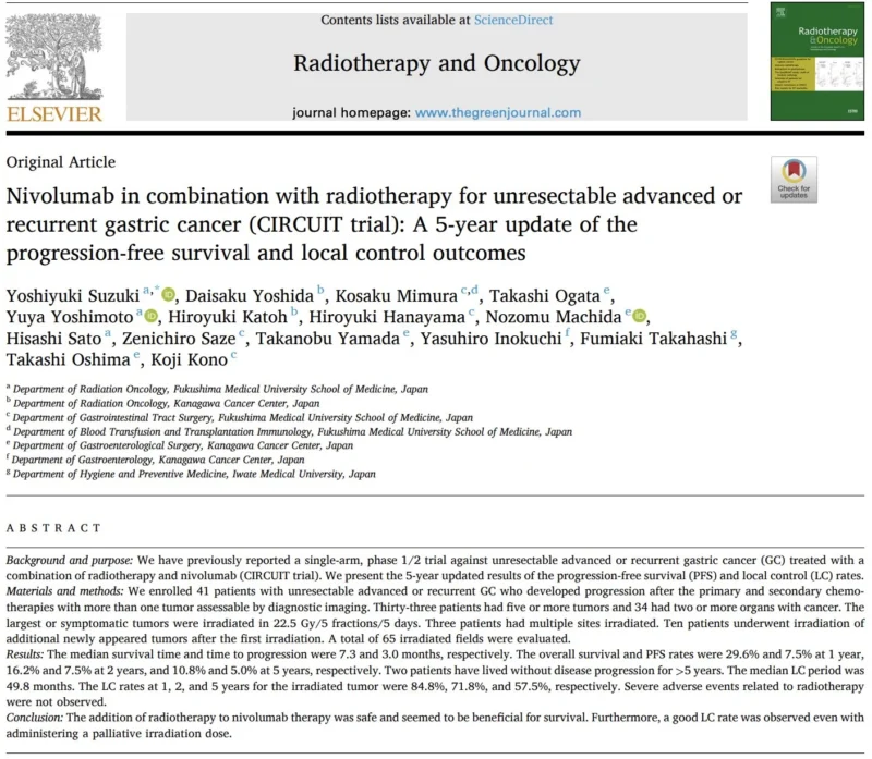 Nina Niu Sanford: High Local Control with Radiotherapy and Nivolumab in Gastric Cancer 2 Nina Niu Sanford