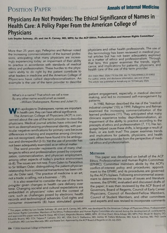 Wafik S. El-Deiry: New American College of Physicians ACP Position Paper