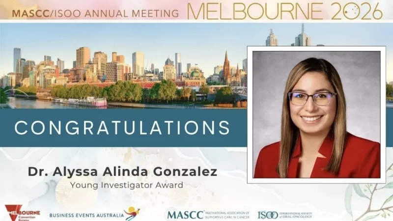 Alyssa Gonzalez: Honored to be a Recipient of the Young Investigator Award for the 2026 MASCC Conference