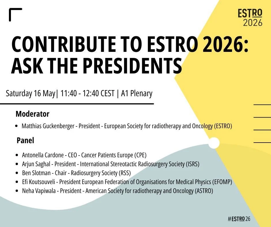 Submit Your Question for the Leaders Shaping the Future of Radiation Oncology - ESTRO 2 Submit Your Question for the Leaders Shaping the Future of Radiation Oncology - ESTRO