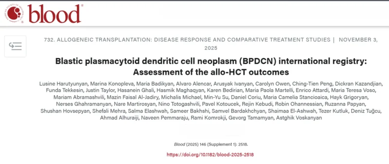 New Data Shed Light on Role of Allogeneic Hematopoietic Stem Cell Transplantation in BPDCN 2 BPDCN International Registry