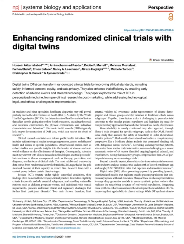Zhaohui Su: Digital Twins as a Transformative Tool in Modernizing Randomized Clinical Trials 2 Zhaohui Su