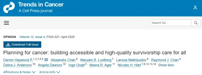 Darren Haywood: Our Paper on Cancer Planning Selected as Feature Article in Trends in Cancer