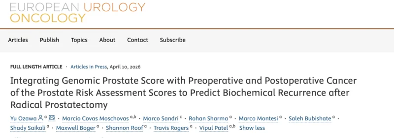 Marcio Covas Moschovas: Integrating Genomics Into Prostate Cancer Risk Models