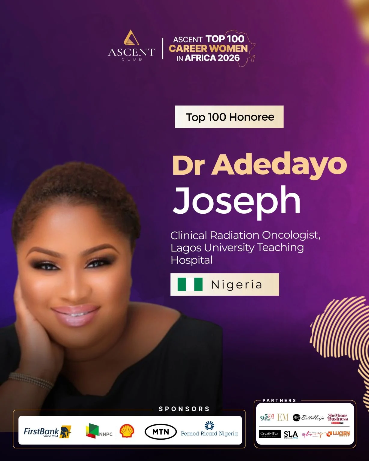 The Dorcas Cancer Foundation Celebrates Adedayo Joseph’s Recognition as One of Africa’s Top 100 Career Women